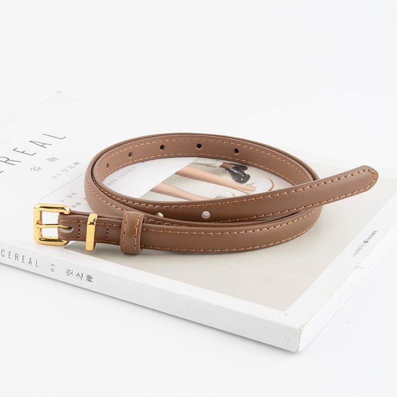 Simple Korean Style Genuine Leather Women's Belt Versatile Ins Style Alloy Jeans Decorative Women's Slender Belt