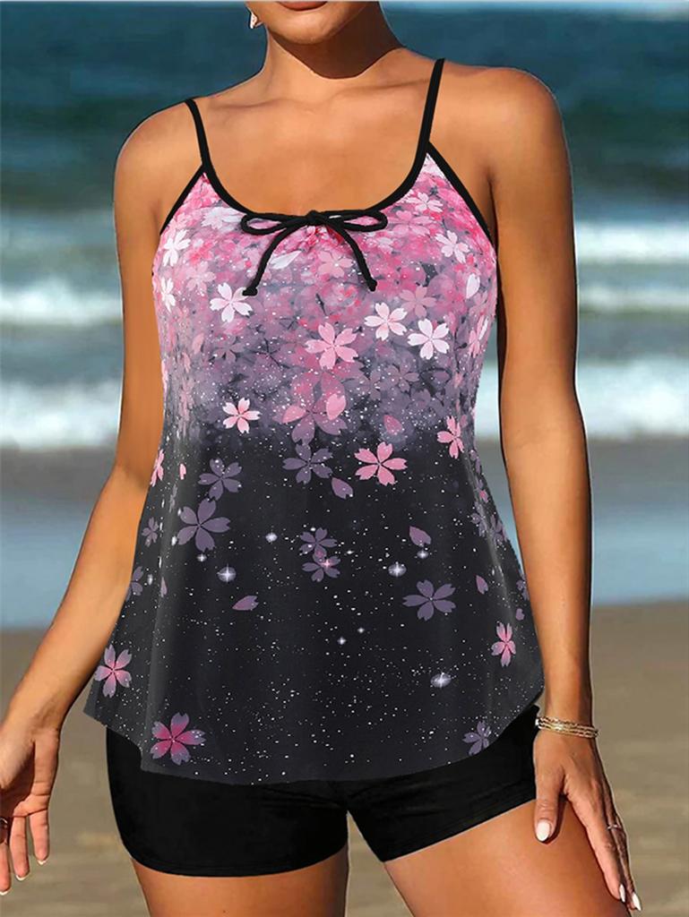Split Large Size Flat Angle Swimsuit Women's Tankini Women's Printed Swimsuit