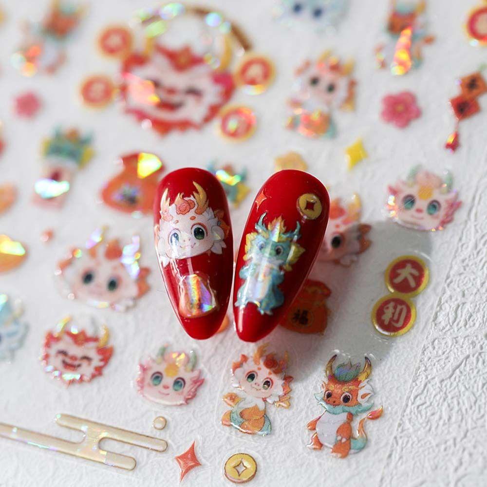 Nail Art Supplies Dragon Nail Stickers Manicure Ornaments Chinese Nail Decorations Lady