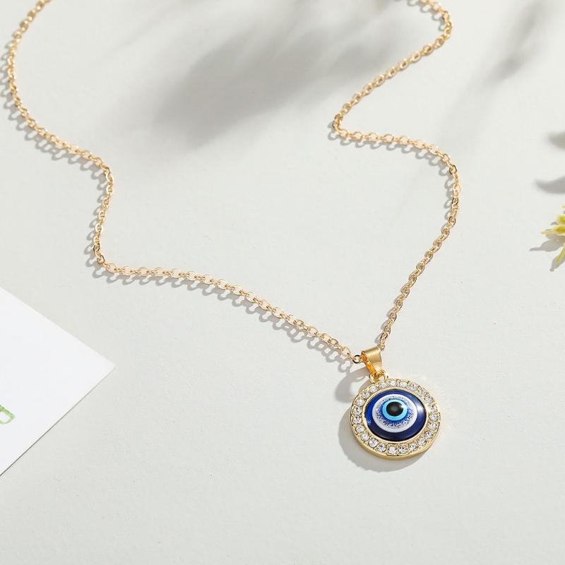 Dot Diamond Lucky Blue Eye Necklace for Evil Eye Pendant Necklace Turkish for Evil Eye for Protection and Blessing for W