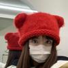 Y2K Knitted Pullover Hat Fluffy Brimless Beanie Cap Versatile Bear Ear Woolen Hat  Women