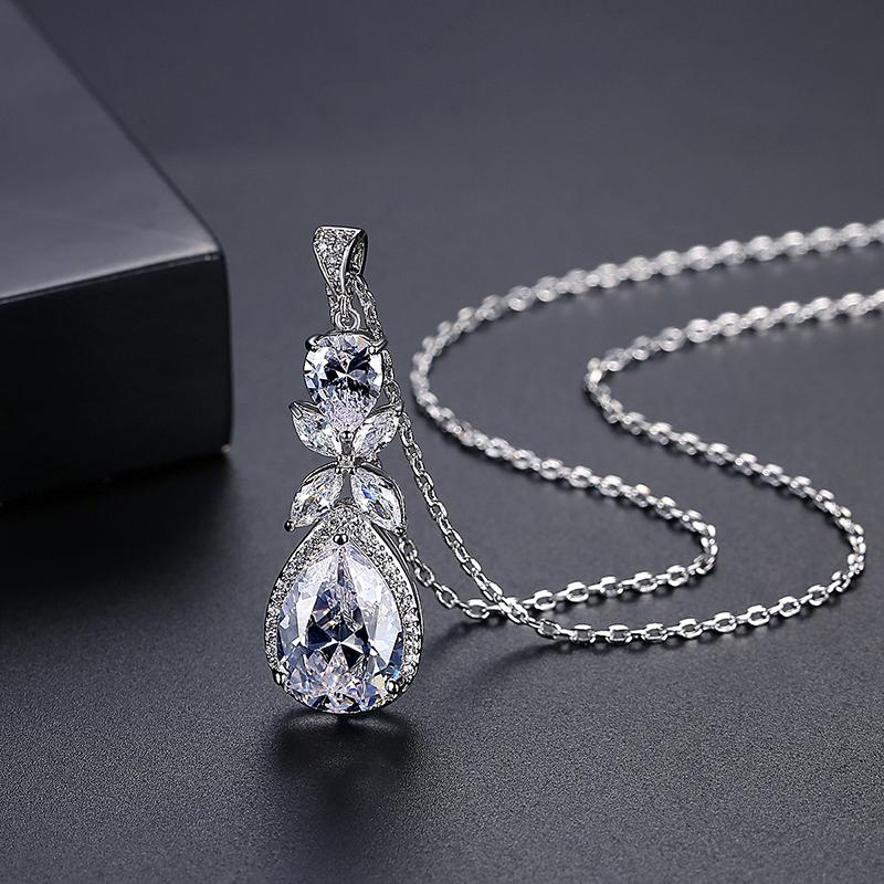 LUOTEEMI 2026 Long Wedding Zircon Necklace Cubic Zirconia Women s Fashion Pendant Necklaces Luxury Jewelry 40cm+5cm