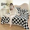 Soft Baby Blanket Bed for Fluffy Checkered Plush Breathable Chessboard Pattern Weaved Polyester All Season