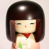 Kokeshi Sakura C257 Handmade Figurine Wooden Souvenir Made Japan Handcrafted Interior Folk Toy Traditional Craft Japanese Doll Smile Cute Beautiful