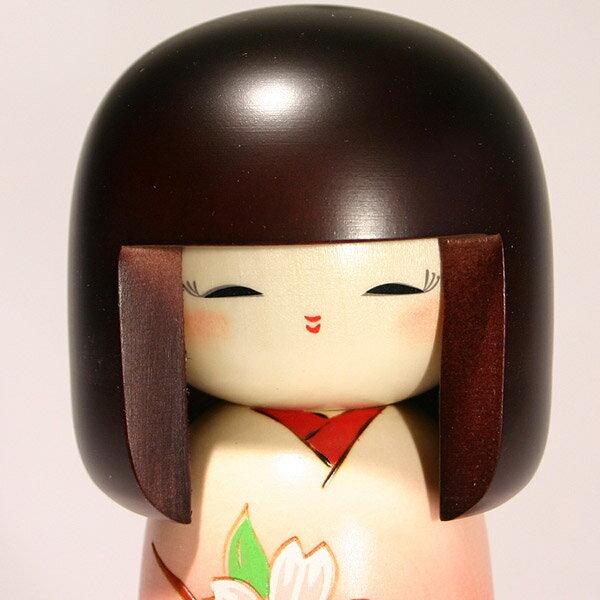 Kokeshi Sakura C257 Handmade Figurine Wooden Souvenir Made Japan Handcrafted Interior Folk Toy Traditional Craft Japanese Doll Smile Cute Beautiful