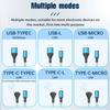 100W 3-in-1 Charging Data Cable Type-C Micro USB Dual Port Cord Fast Charge for USB Powered Devices Durable Sync Charger Line