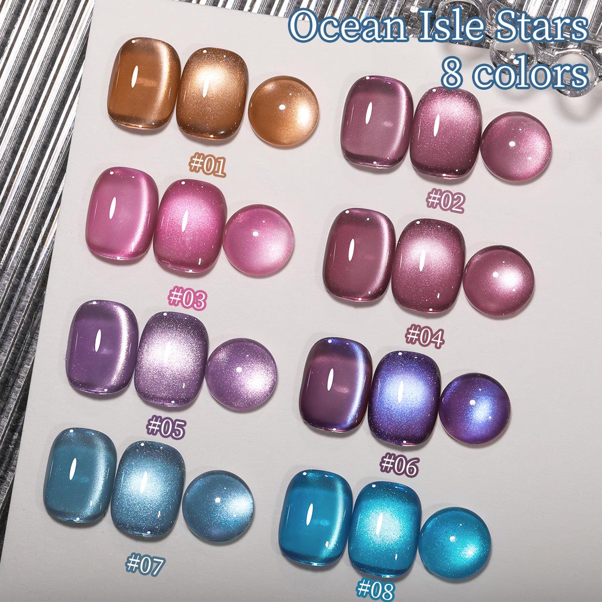

Galaxy Starlight Ice Blue & Purple Cat Eye Sea Glass Crystal Manicure Gel 2025