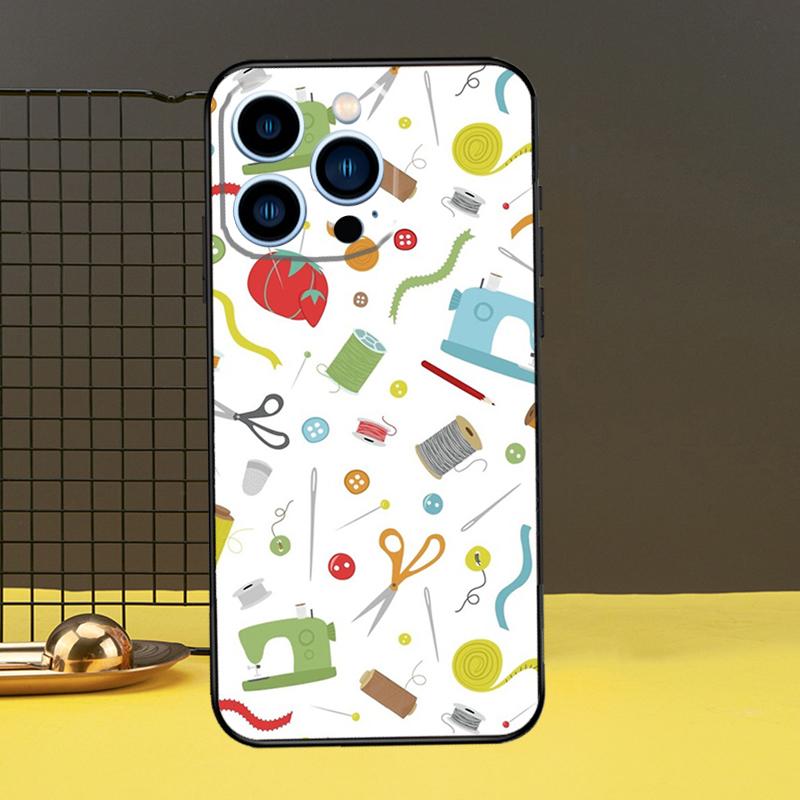 Sewing Scissors Phone Cover For iPhone 12 13 Mini 11 14 Pro Max X XS XR Max 7 8 Plus SE Soft Case Fundas