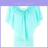 Elegant Womens V Neck Tunic Chiffon Top T-shirt With Short Sleeves And Loose Fit
