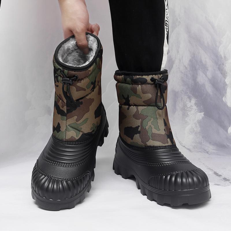 Men's Winter Warm Snow Boots Rubber Hiking Boots Outdoor Mid Calf Camouflage Duck Boots Waterproof  Plus Size