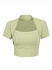 Damen Quick-Dry Yoga T-Shirt mit Nude-Feeling und herausnehmbaren Polstern