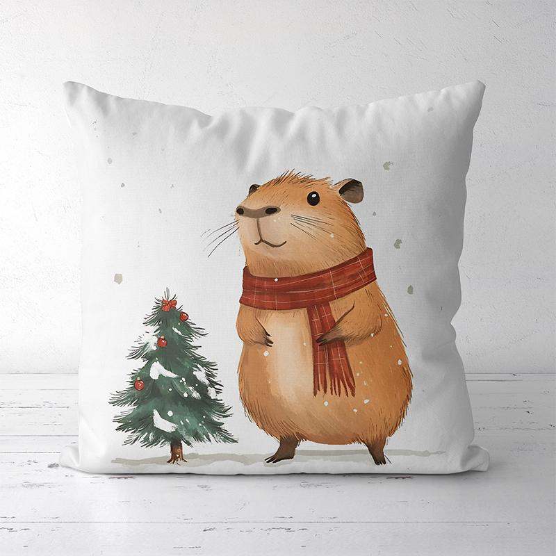 Capybara Cushions with Festive and Cute Designs Square polyester pillowcase, modern sofa decorative cushion cover