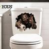 Graphic Wall Stickers for Refrigerator Spooky Crack Ghost Toilet Tank Lid Sticker, Halloween Horror 3D Broken Zombie Waterproof PVC