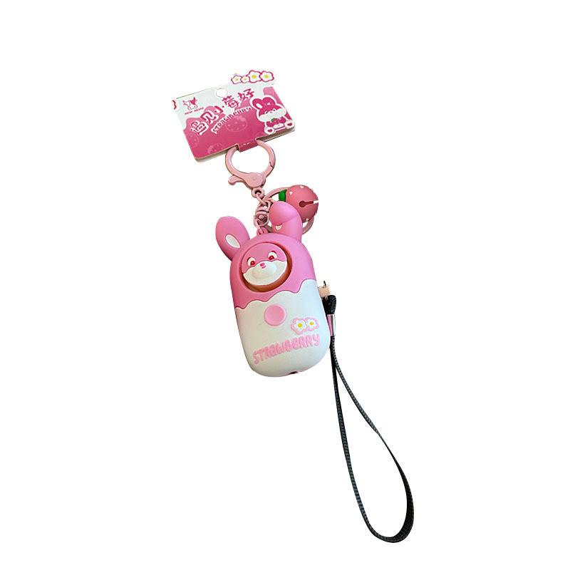Silicone Cute Strawberry Rabbit Night Light And Alarm Keychain For Accessories Fun
