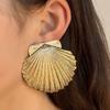 Digadagu Simple Scallop Shell Stud Earrings Metal Marine Animal Earrings New Women's Daily Zircon Accessories