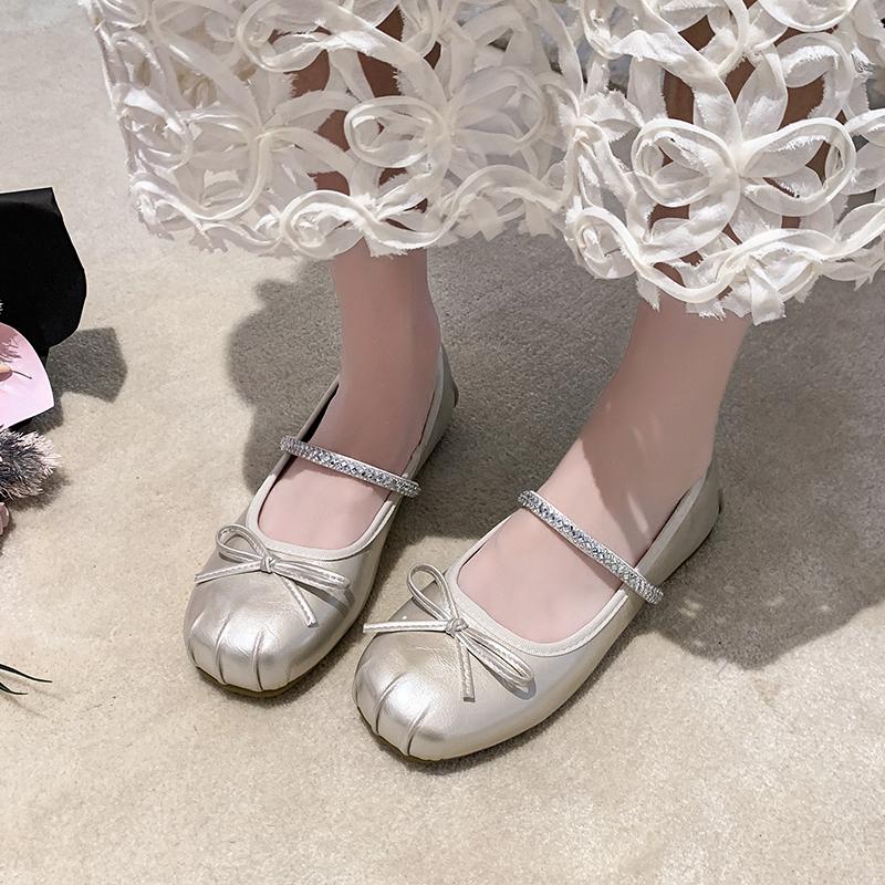 Fashion 2025 New Designer Crystal Women Mary Jane Shoes Comfort Soft Sole Ladies  Round Toe Dress Ballet  Style Flats Shoes