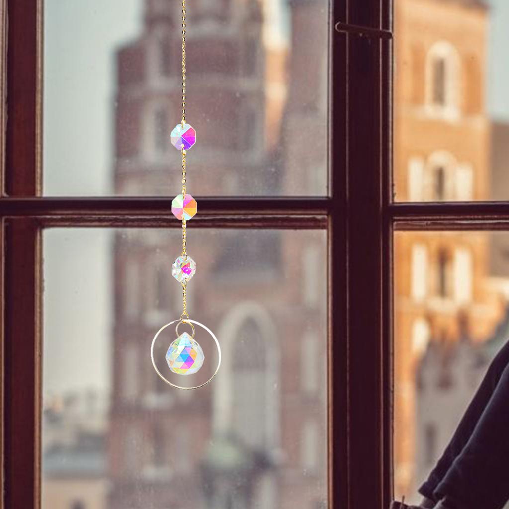 Crystal Pendant Decorative Garden Hanging Ornament Living Room Decor Sun Catcher Pendant Mobile Wind Chime Bell Home Decor