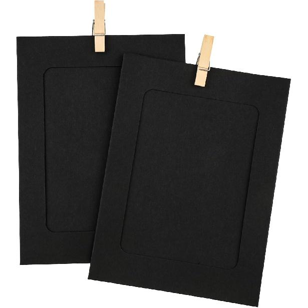 20 Pcs Paper Photo Frames, Kraft Paper Picture Frame Hanging Display Banner With Wooden Clips and String DIY for Wedding Party Classroom Wall Decor