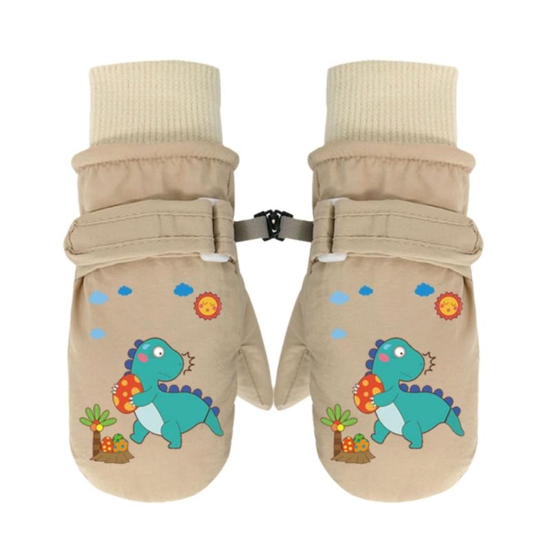 Winter Mittens Warm Snow Gloves Printed Dinosaur Gloves for Boy Girl Students Windproof Thermal Gloves Mitts