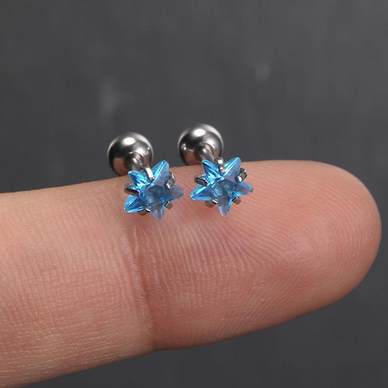 1 Pair 4Mm Multicolor  Stud Earrings For Women Ear Bone Nail Cartilage Ea