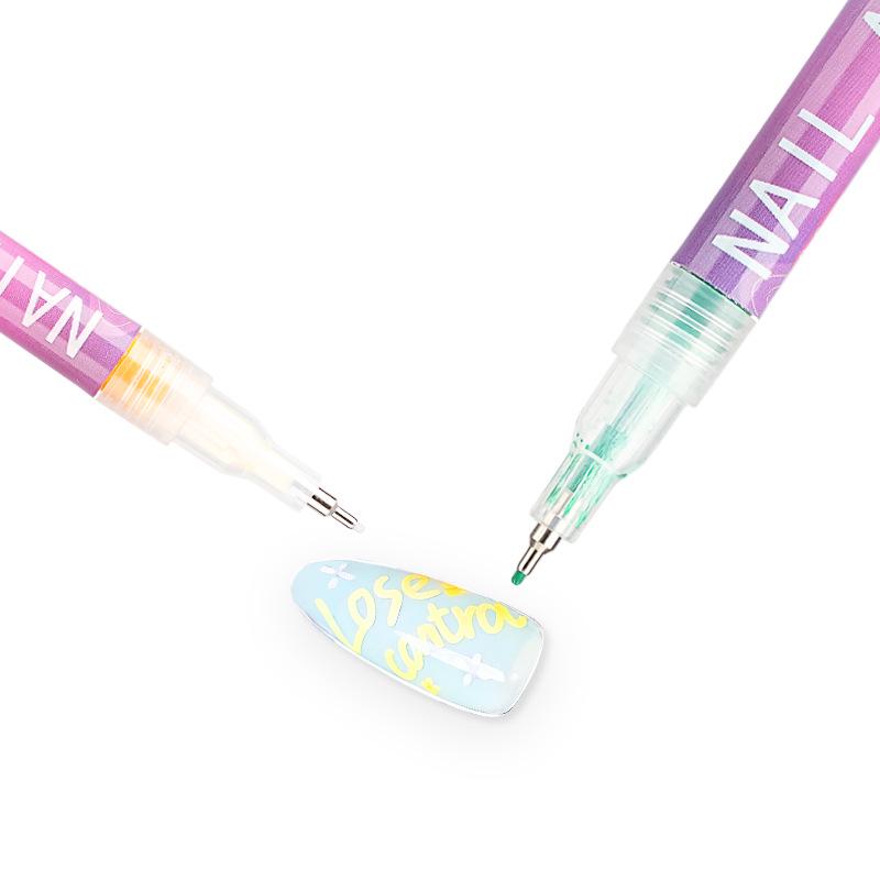 12-Color Fine Tip Acrylic Nail Art Markers Set