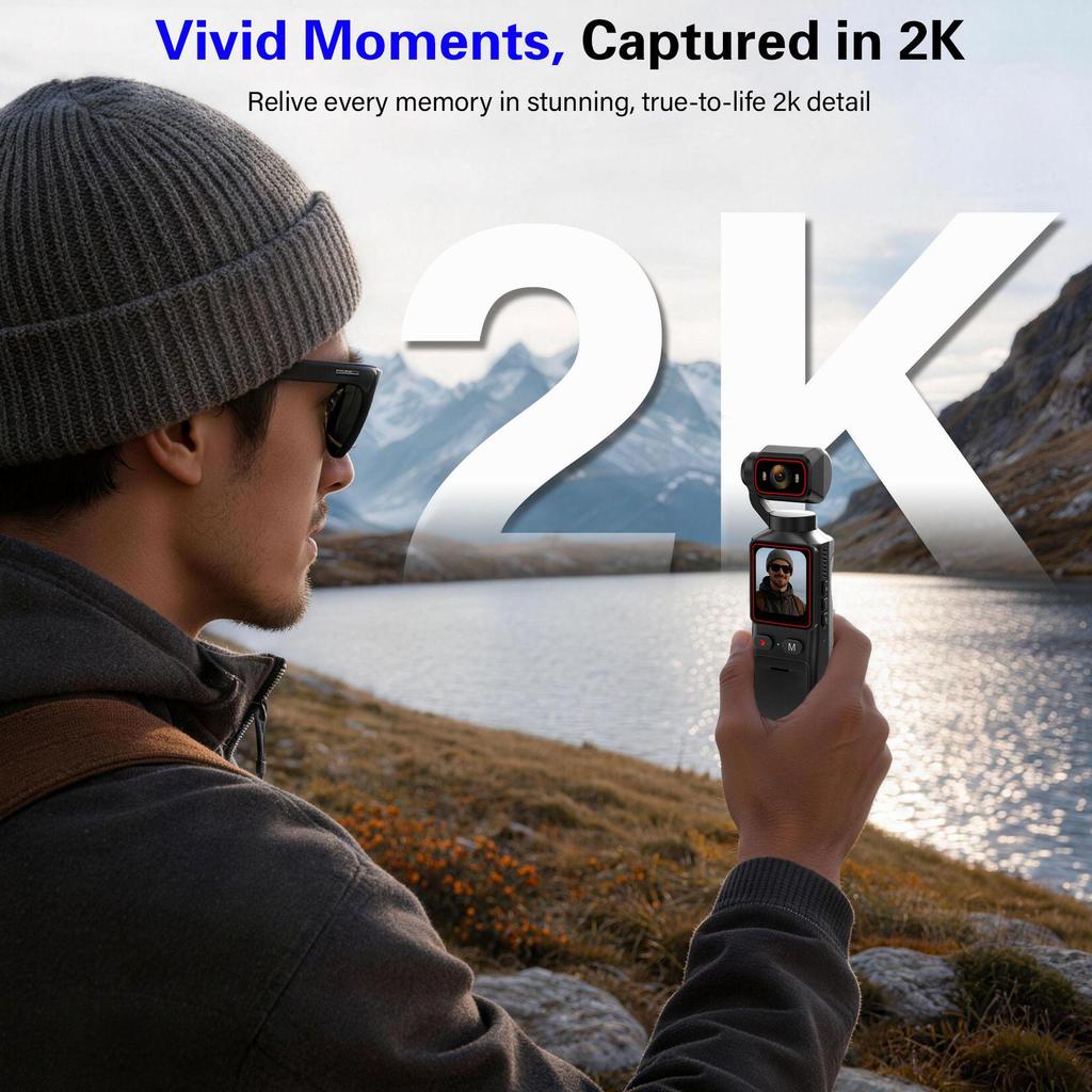 2K HD Rotating Lens Outdoor Sports Camera with WIFI & Handheld Screen