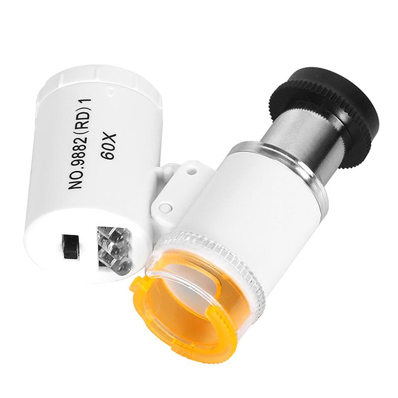 Mini Pocket Microscope Kit 60X Lab Handheld Microscope Battery Powered Microscope With Led Light Kids Science Microscop