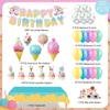80pcs Ice Cream Birthday Party Decorations, Pastel Ice Cream Balloon Cake Toppers Banner Etc