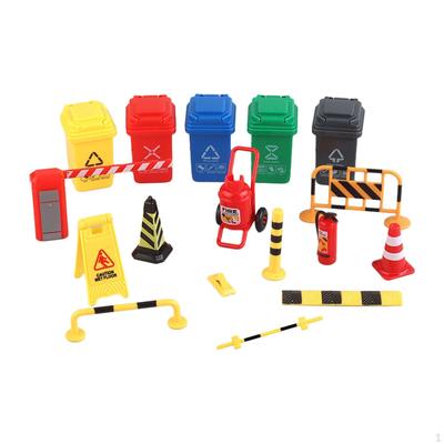 Mini Traffic Signs Toys Miniature Model Anti Collision Barrel Street Warning Sign for