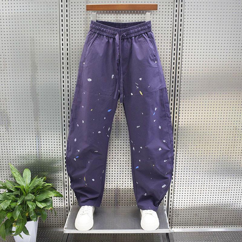 Summer New Fashion Brand Long Colorful Paint Spots Washed Straight-cut Curved Blade Pants Versatile Casual