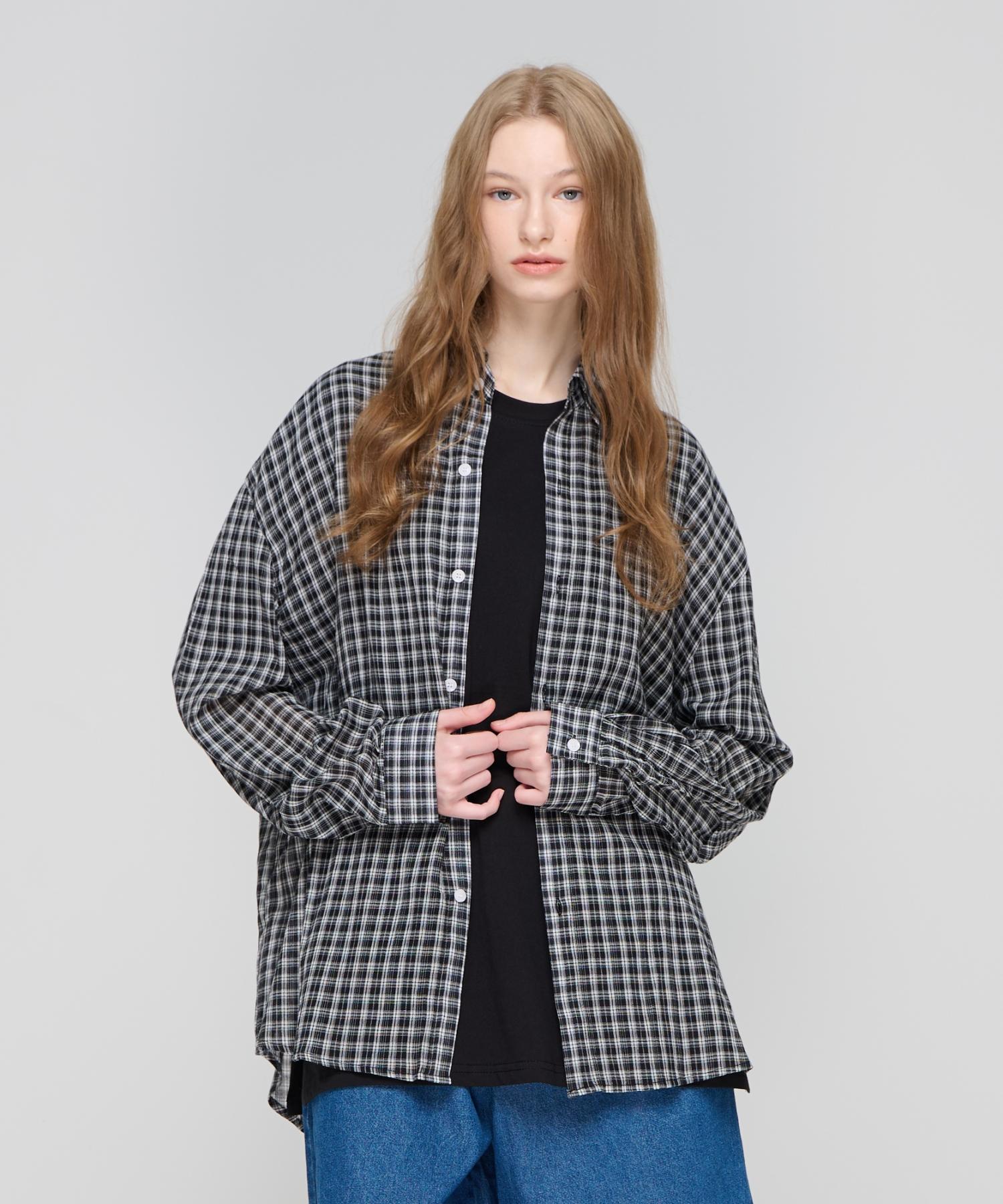 Cargo Bros For Woman Seersucker Cotton Check Shirt (Black) Free
