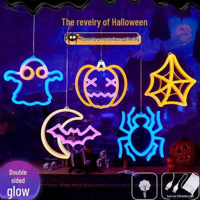 Halloween LED Neon Dýně Pavouk Duch Dekorativní Světelná Scéna
