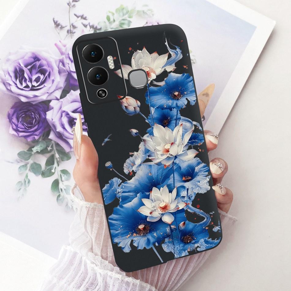 For Infinix Hot 12 Play 12i Cute Flower Butterfly Cat Painted Case For Infinix Hot12i 12Play Black Silicone Soft Phone Cases