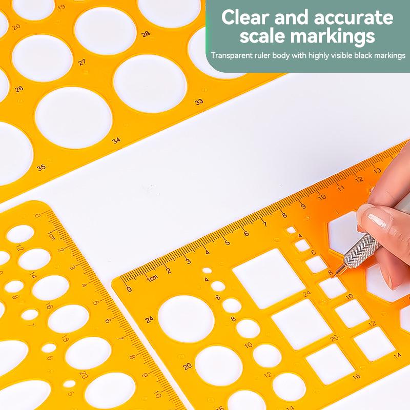 Circular Oval Ruler 1/4 Pcs Durable Drawing Furniture Architect Template Drafting Ruler Template Measuring Ruler Office Supplies