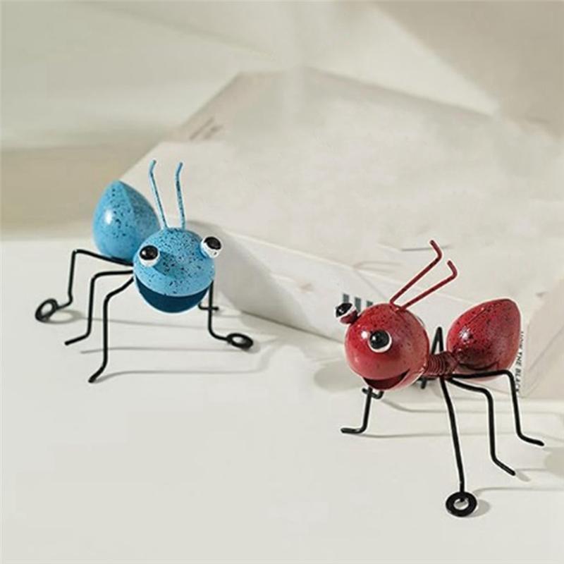 M-Modern-2Pcs Garden Ant Art Ornaments Metal Ant Wall Hanging Decoration Iron Art Outdoor Garden Sculpture Ornament Craftwork Ea