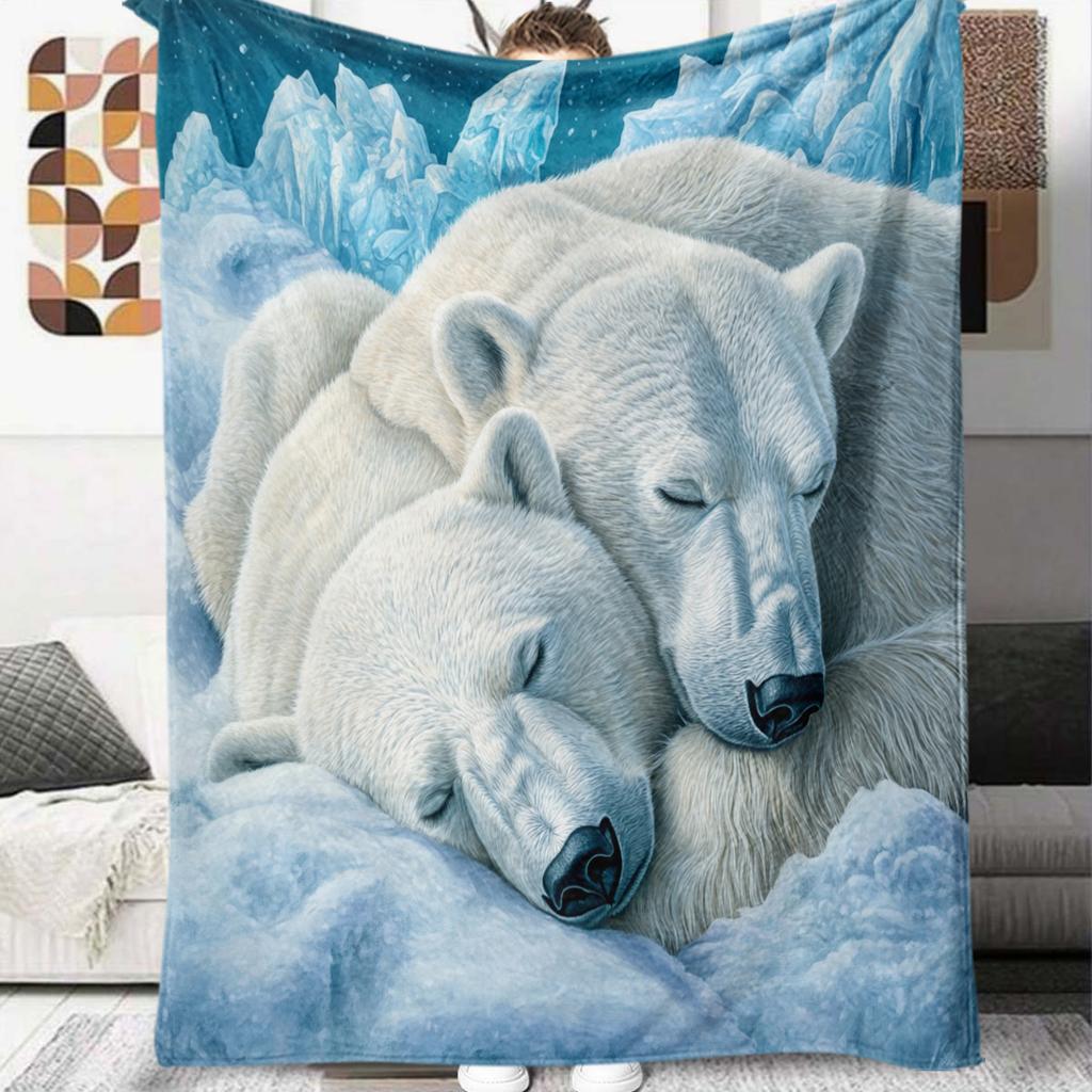 1Pc Cartoon Print Flannel Blanket, High Quality Comfortable for All Seasons, Home Decor, Warmth and Comfort, Perfect for Christmas Birthday Gift