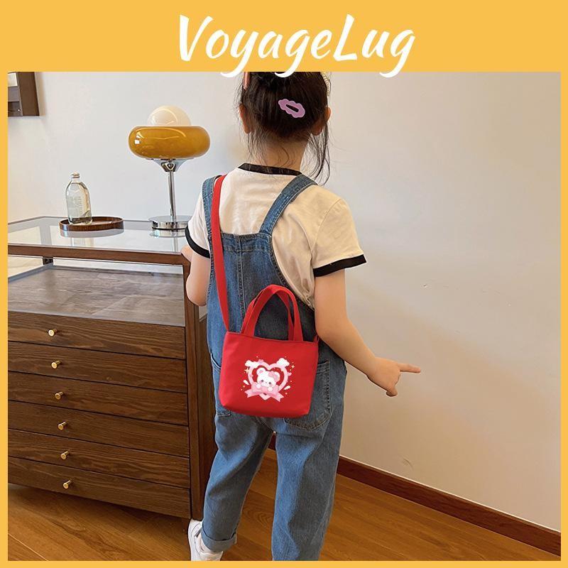 Fashionable Kids Nylon Handbag Featuring Cute Bear Print And Breathable Design