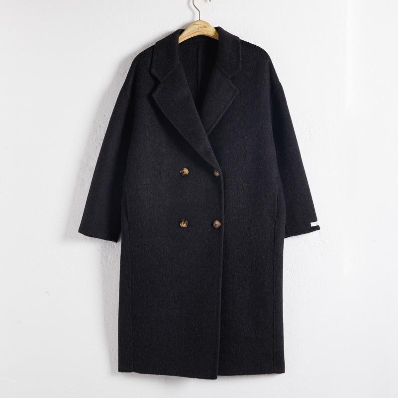 Wool Coat Women's Double-breasted College Style Coat Cashmere Premium Feeling Tweed Jacket Autumn and Winter