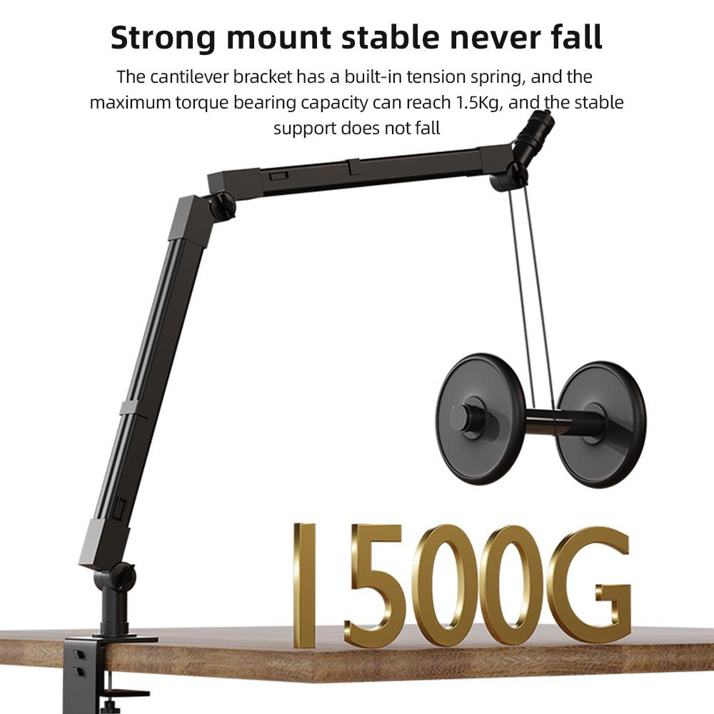 Desktop Microphone Boom Arm with LED Fill Light 2700K-6500K & Remote Control Desk Mount Mic Stand