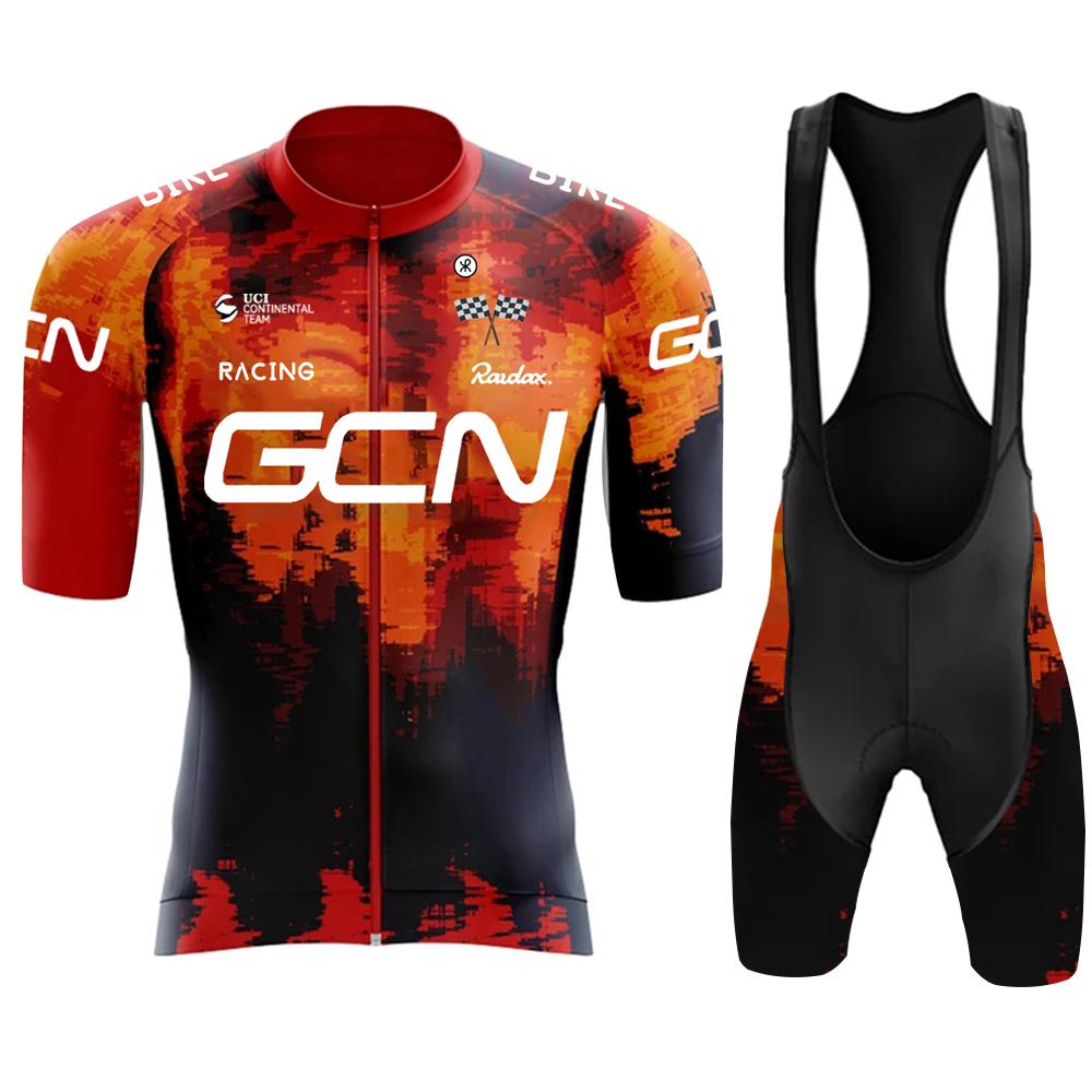 2025 Nový Pánský Letní Cyklistický Dres s Krátkým Rukávem Pro Silniční Kolo Prodyšný Dres Cyklistický Týmový Tréninkový Oblek Cyklistické Kalhoty s Náprsenkou Rychleschnoucí Sada