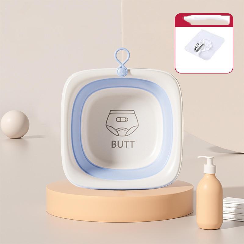 Baby Folding Washbasin Square Children s Foot and Butt Washing Plastic Basin Dormitory Household Small Face Basin синий