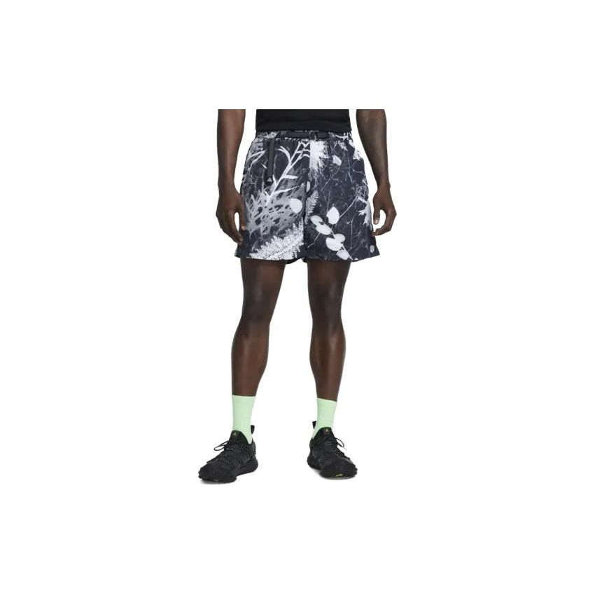 Nike All-Over Print Fitted Mid-Rise Drawstring Sports Shorts Men Shorts Black DV9546-010