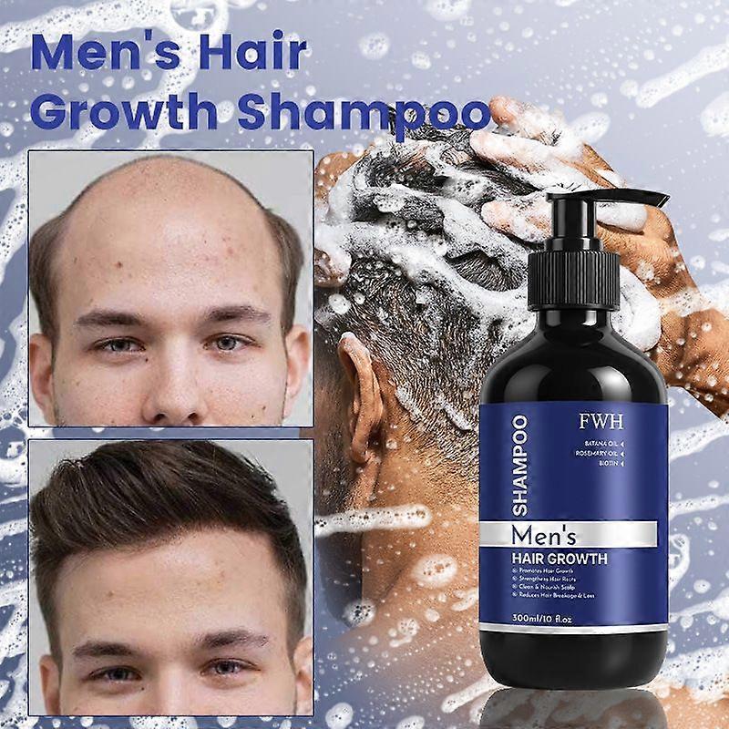 Biotin Hair Growth Shampoo for Men: Natural Thickening Shampoo with Rosemary & Batana Oil for Hair Loss and Thinning Hair, Strengthening Roots, 300ML