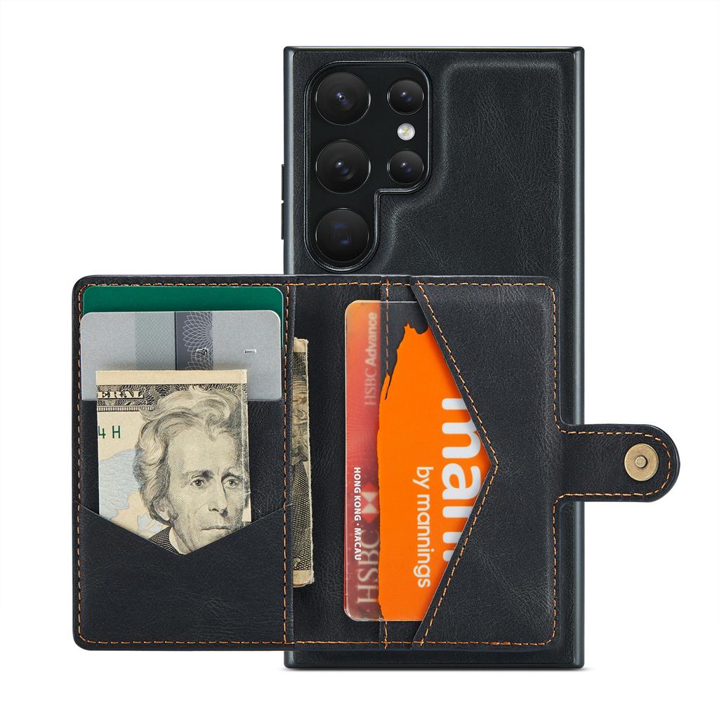 For Samsung Galaxy S23 Ultra Case Card Bag Leather+TPU Phone Cover Compatible with MagSafe