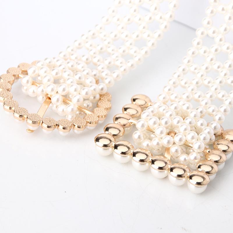 Women's Korean Style Pearl Beaded Waist Belt - Elegant & Fashionable Dress Accessory