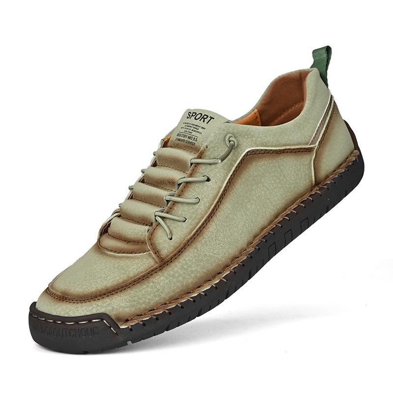 

Leather shoes men s shoes 2025 new spring large size casual shoes men s trendy shoes Doudou shoes men s one-pedal handmade shoes 48 зелений