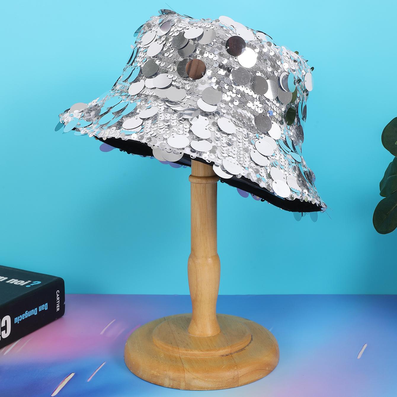 

Korean-style niche high-end full-print shiny sequined double-sided fisherman hat, fashionable and versatile basin hat One Size