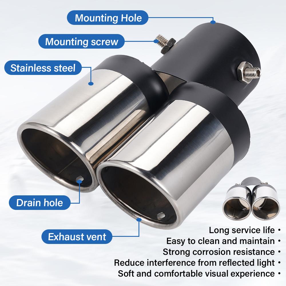 Univerzální tlumič výfuku pro auto Výfukové potrubí Koncovka výfuku Nerezová ocel Koncovka tlumiče pro auto Chromovaná Kulatá trubka Výfuková koncovka tlumiče