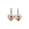 1 Pair Luxury Colorful Heart Shape Zirconia Dangle  Earrings for Women Golden Earring Jewelry Party Accessories