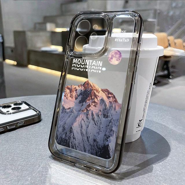 

Чехол Sunset Clouds Snow Mountain Clear Black для iPhone 12 11 13 Pro Max 14 7 8 Plus Se 2020 2022 Xsmax X Xr, мягкая задняя крышка из ТПУ For iPhone 14Pro Max